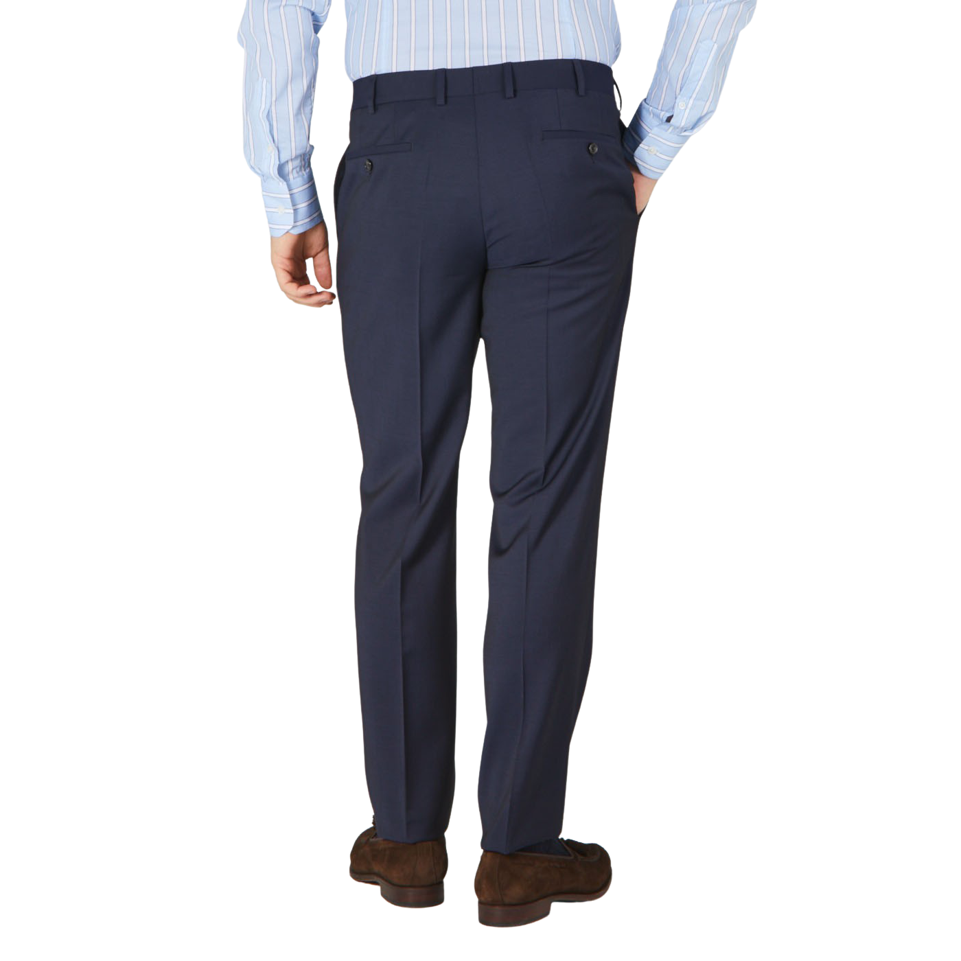 Eduard Dressler Navy Blue Spider Wool Suit Trousers Back