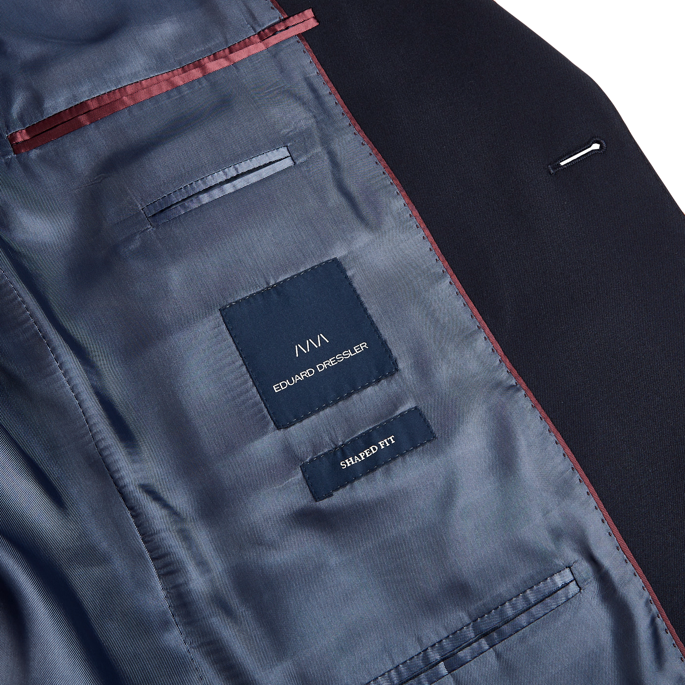 Eduard Dressler Navy Super 110s Wool Edson Suit Blazer Inside