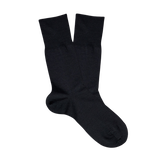 A pair of Falke black Airport Wool Cotton Socks on a white background.