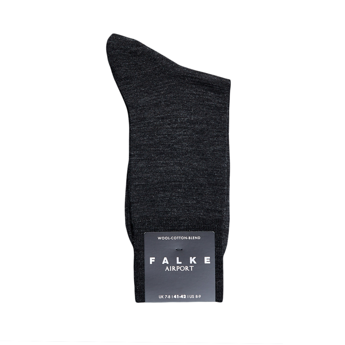 A Grey Airport Wool Cotton sock with the word pale on it, designed by Falke for optimal temperature regulation.