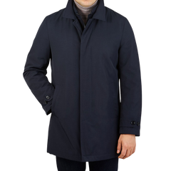 Fay Navy Blue Technical Nylon Morning Coat Feature