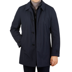 Fay Navy Blue Technical Nylon Morning Coat OpenFay Navy Blue Technical Nylon Morning Coat Open