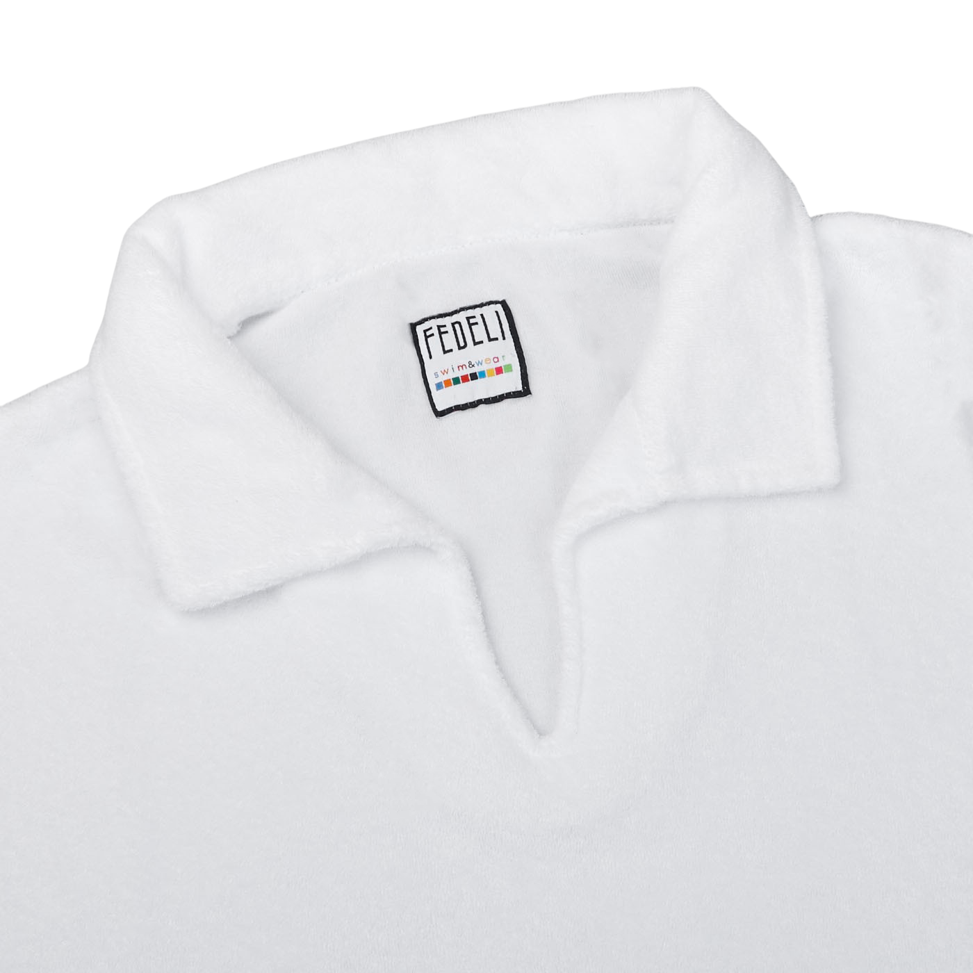 Fedeli Clear White Cotton Towelling Shirt Collar