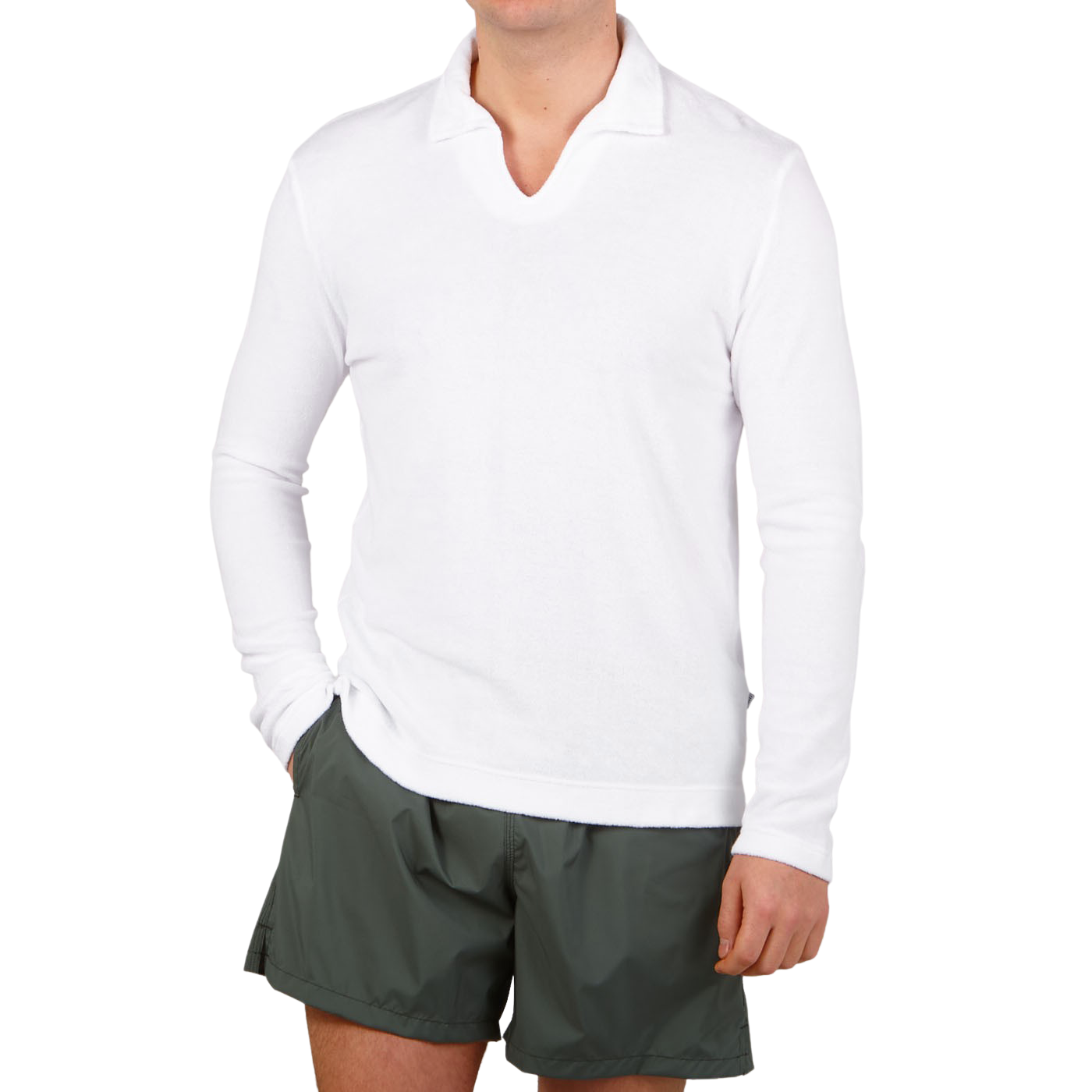 Fedeli Clear White Cotton Towelling Shirt Front