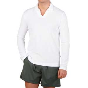 Fedeli Clear White Cotton Towelling Shirt Front