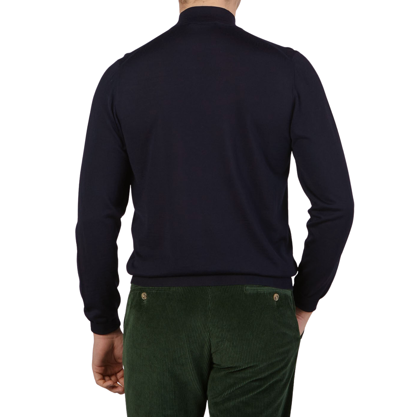 Fedeli Navy 140s Wool Turtleneck Sweater Back