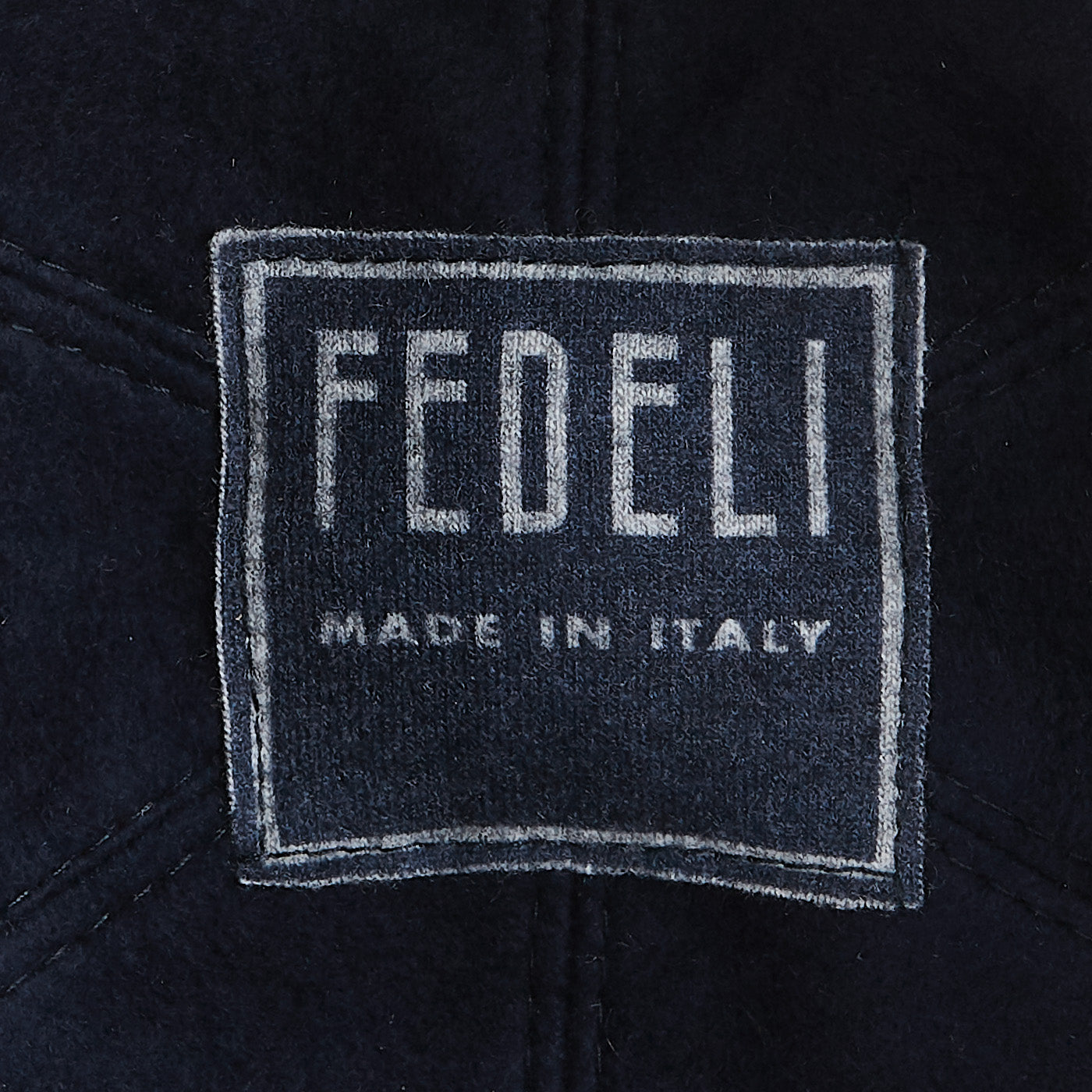 Fedeli Navy Blue Felted Cashmere Cap Tag
