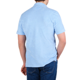 Fedeli Sky Blue Cotton Towelling Polo Shirt Back
