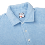 Fedeli Sky Blue Cotton Towelling Polo Shirt Collar