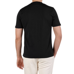 Fedeli Washed Black Organic Cotton Jersey T-Shirt Back