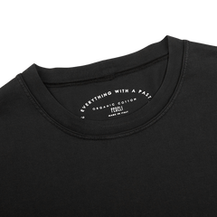 Fedeli Washed Black Organic Cotton Jersey T-Shirt Collar