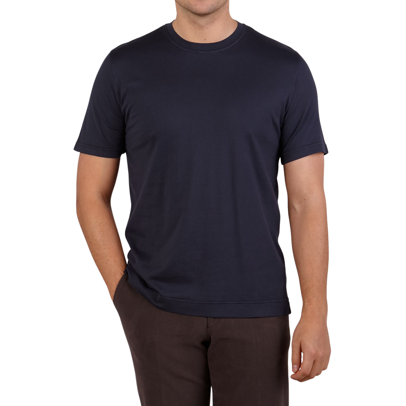 Fedeli Washed Blue Organic Cotton Jersey T-Shirt Front