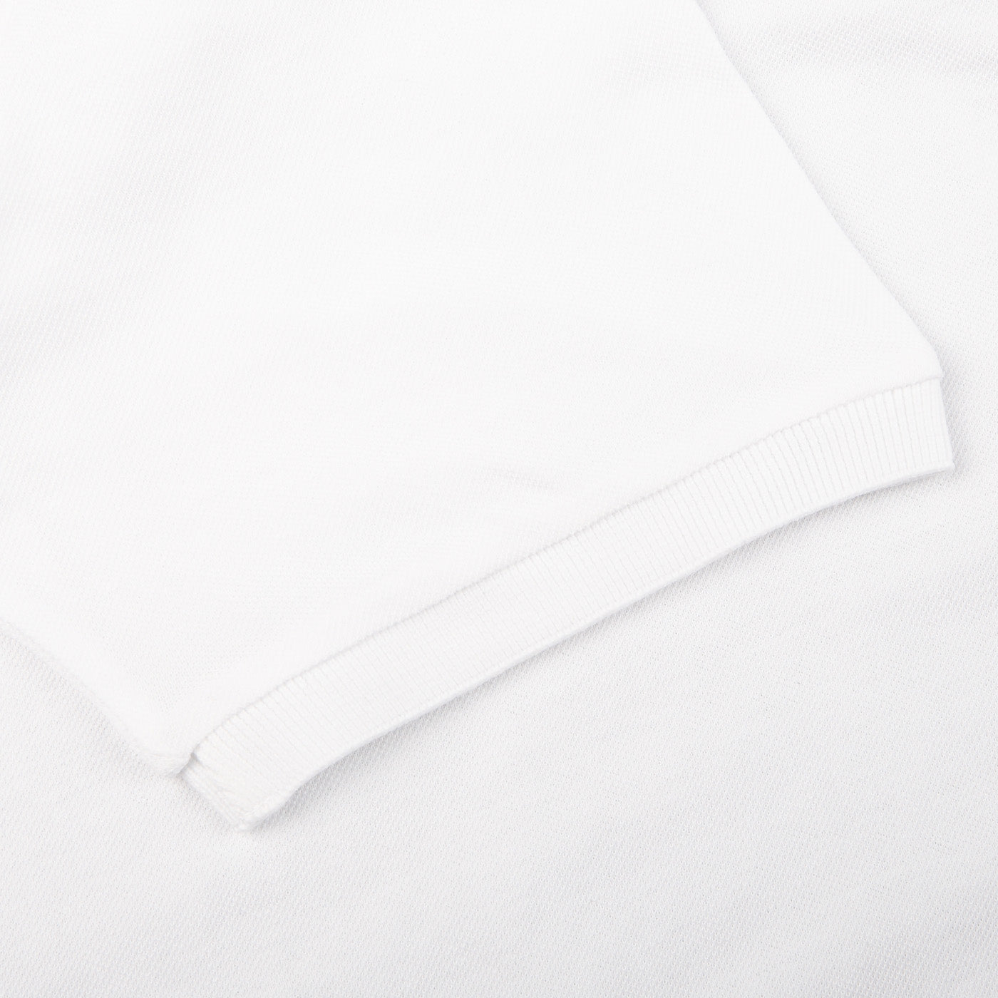 Fedeli Washed White Light Cotton Pique Polo Shirt Cuff