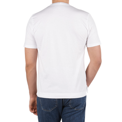 Fedeli Washed White Organic Cotton Jersey T-Shirt Back