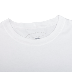 Fedeli Washed White Organic Cotton Jersey T-Shirt Collar