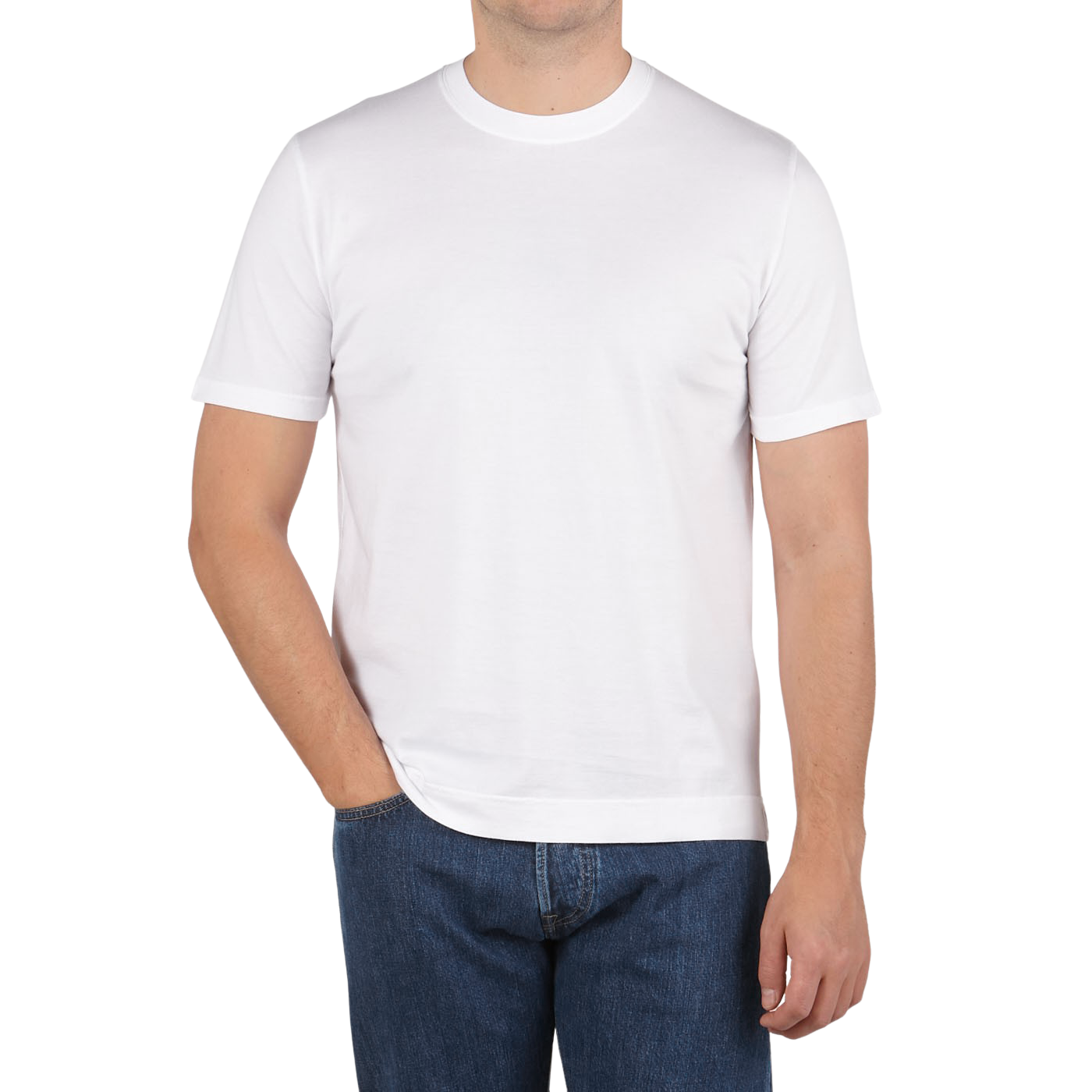 Fedeli Washed White Organic Cotton Jersey T-Shirt Front