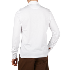 Fedeli White Giza Organic Cotton Polo Shirt Back