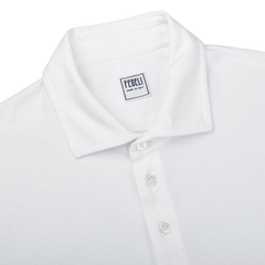 Fedeli White Giza Organic Cotton Polo Shirt Collar