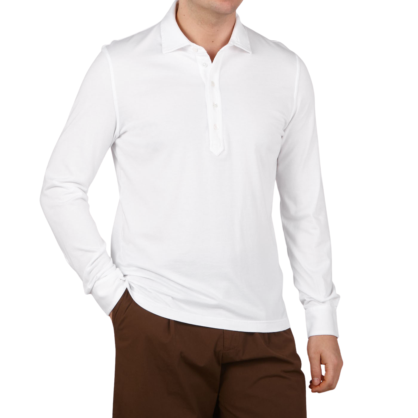 Fedeli White Giza Organic Cotton Polo Shirt Front