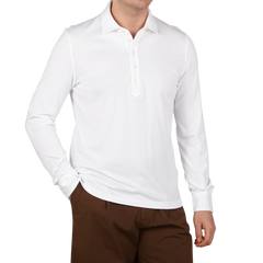 Fedeli White Giza Organic Cotton Polo Shirt Front