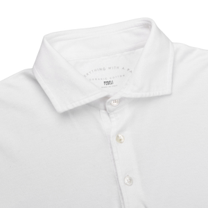 Fedeli White Organic Cotton Polo Shirt Collar
