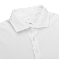 Fedeli White Organic Cotton Polo Shirt Collar