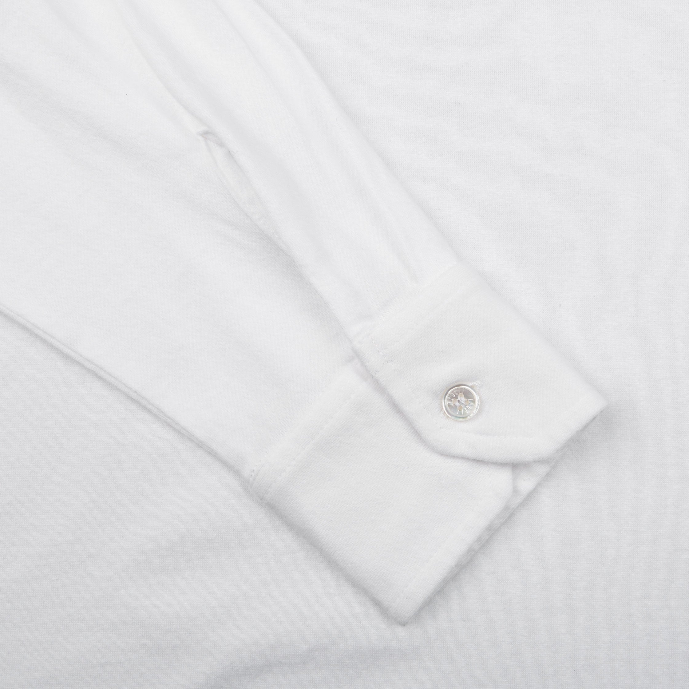 Fedeli White Organic Cotton Polo Shirt Cuff