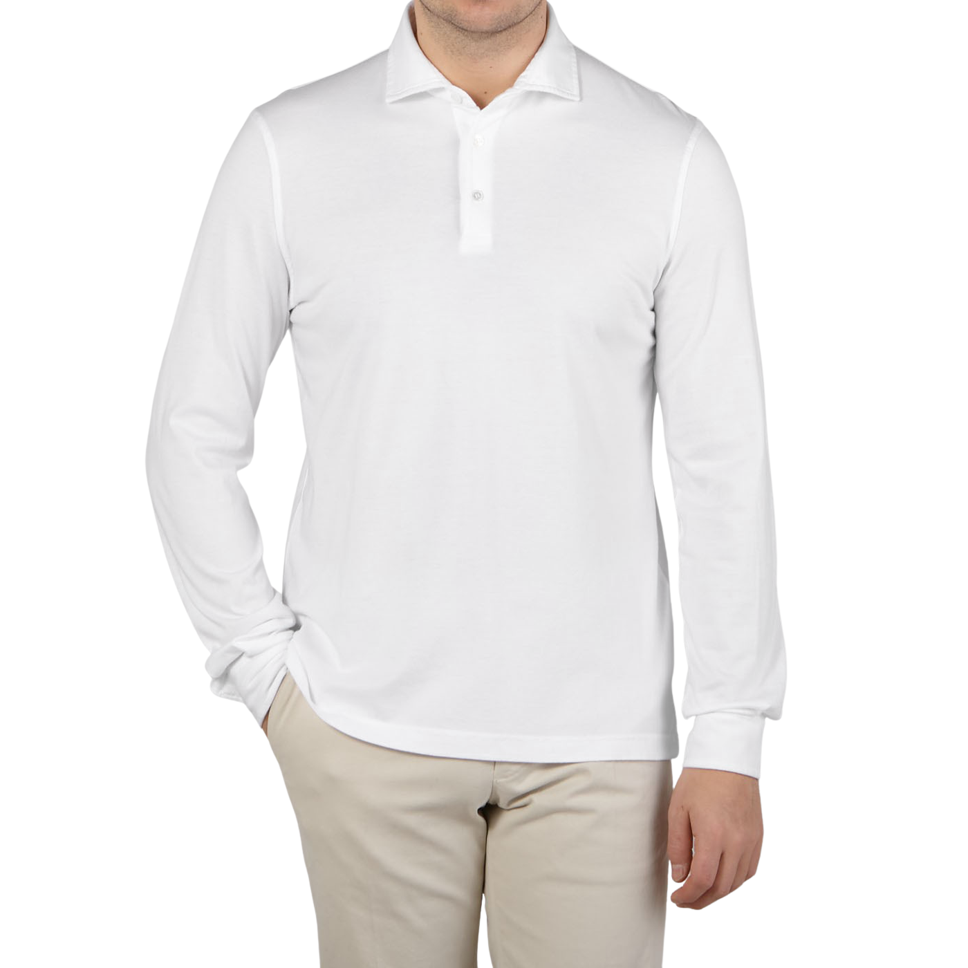 Fedeli White Organic Cotton Polo Shirt Front