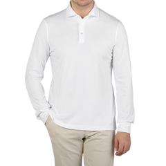 Fedeli White Organic Cotton Polo Shirt Front