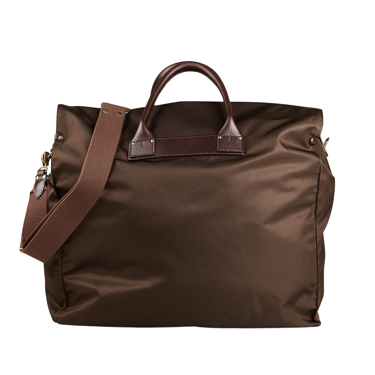Felisi Dark Brown Nylon Leather Large Travel Bag Back