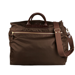 Felisi Dark Brown Nylon Leather Large Travel Bag Front