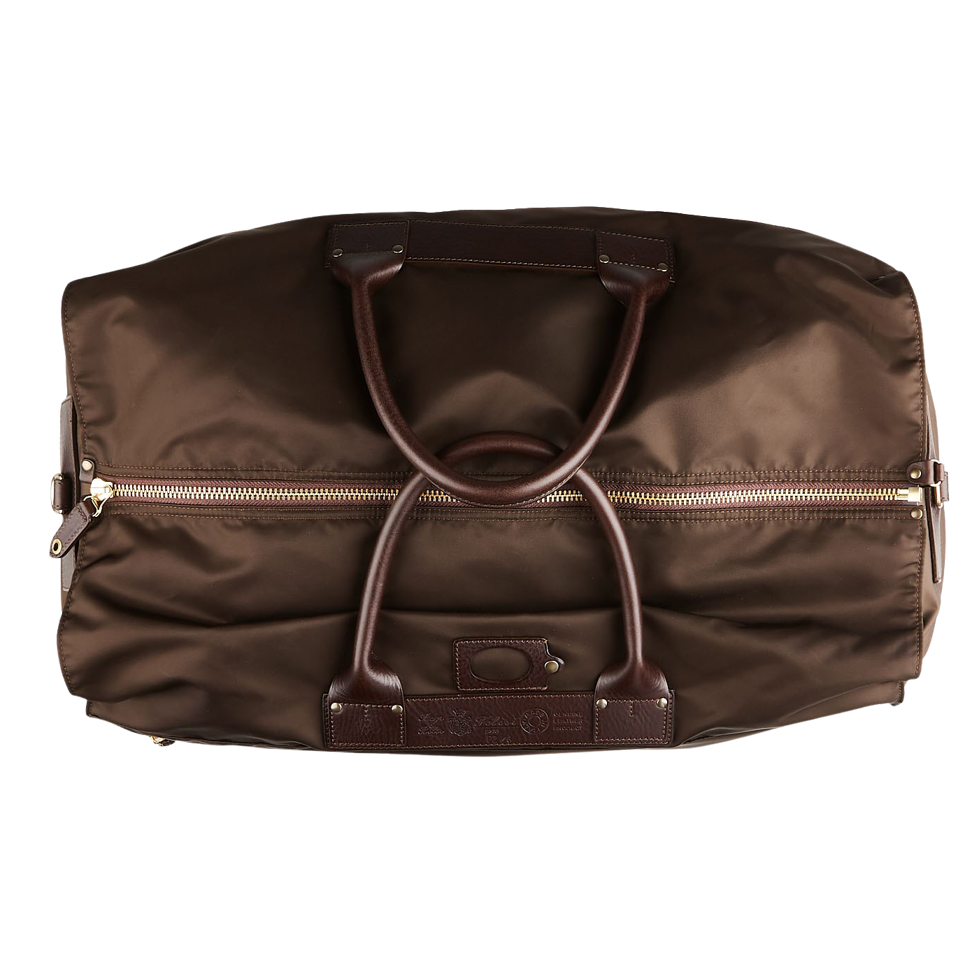 Felisi Dark Brown Nylon Leather Large Travel Bag Top