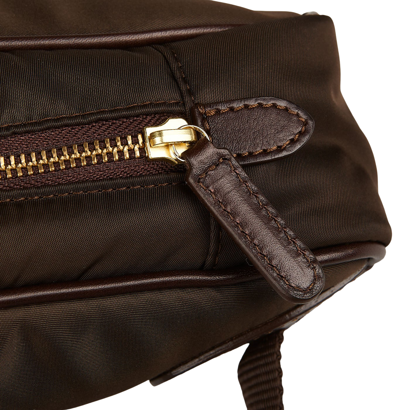 Felisi Dark Brown Nylon Leather Padel Bag Zipper