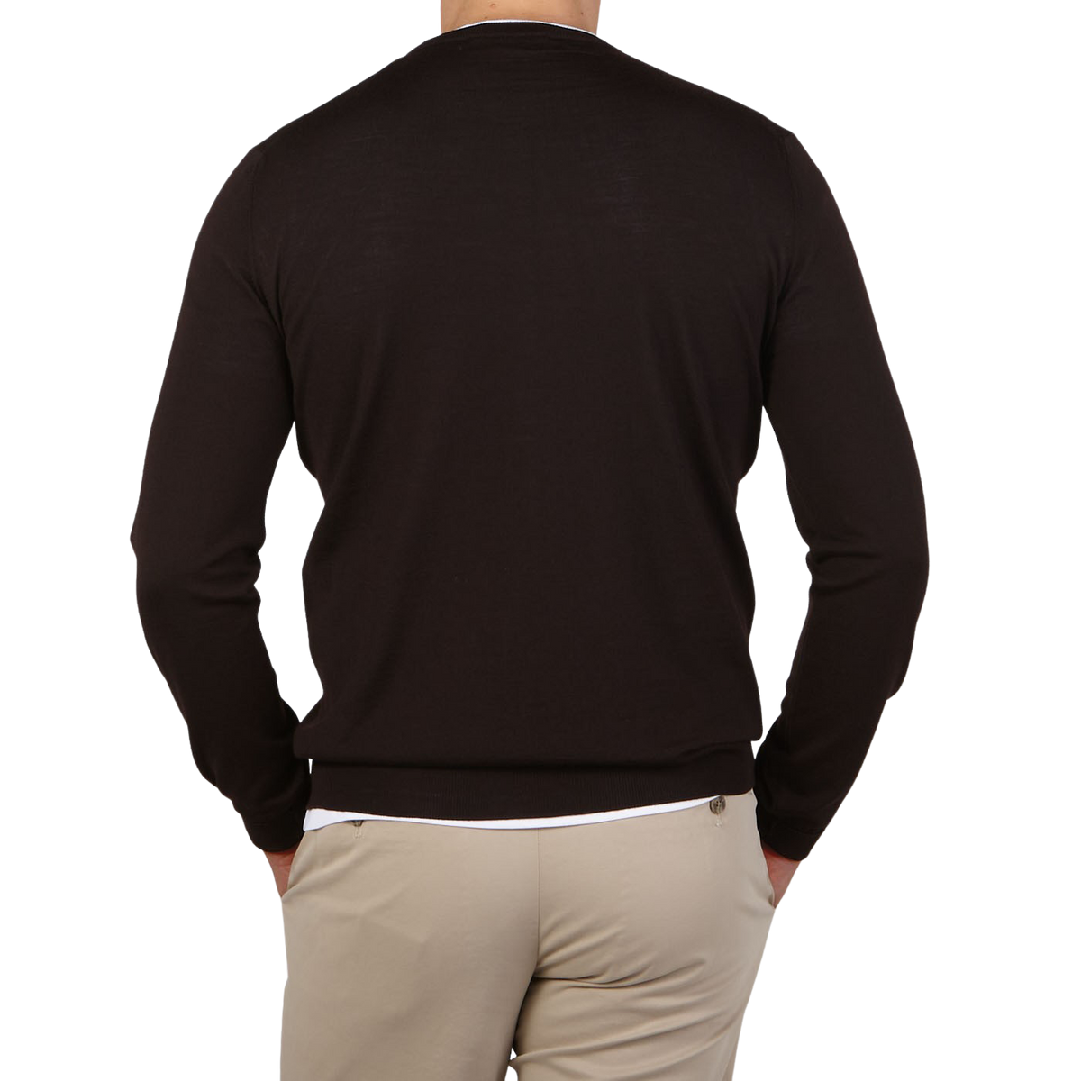 Filippo de Laurentiis | Dark Brown Super 120s Merino Crew Neck – Baltzar