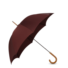 A handmade Bordeaux Polished Maple Handle Umbrella by Fox Umbrellas.