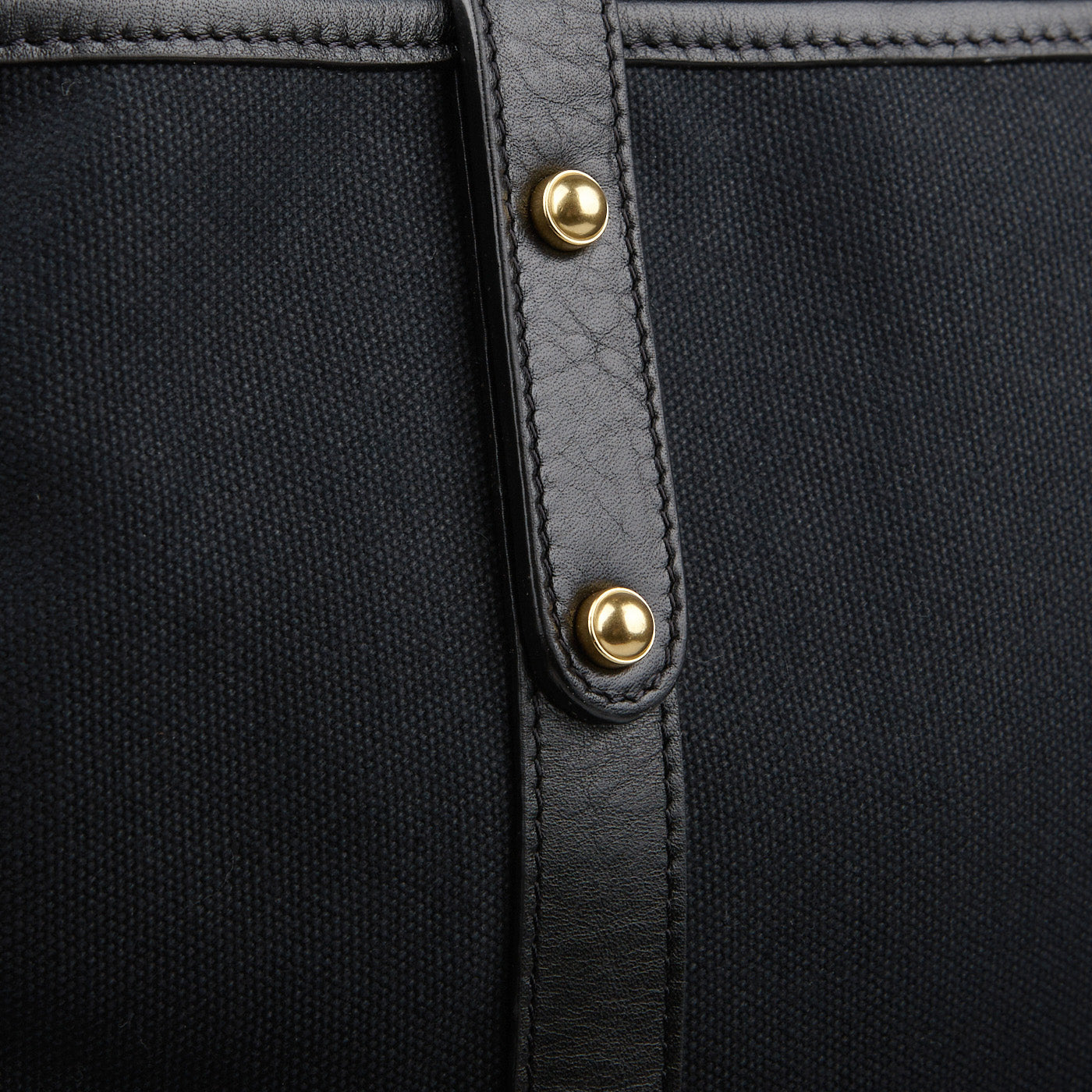 Frank Clegg Black Canvas Tumbled Leather Market Tote Bag Detail