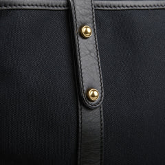 Frank Clegg Black Canvas Tumbled Leather Market Tote Bag Detail