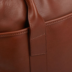 Frank Clegg Chestnut Tumbled Leather Commuter Tote Detail