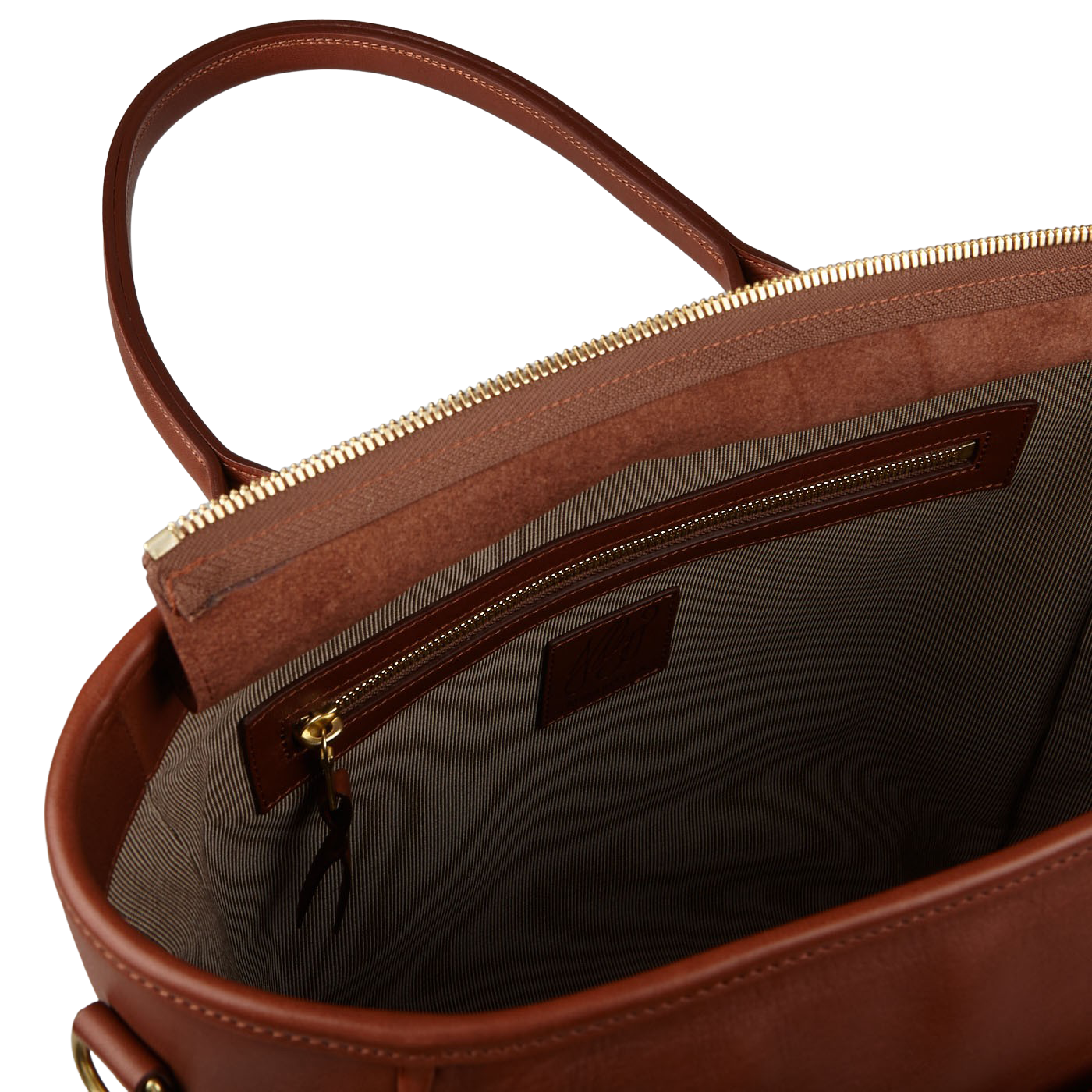 Frank Clegg Chestnut Tumbled Leather Commuter Tote Inside