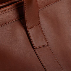 Frank Clegg Chestnut Tumbled Leather Signature Travel Duffle Detail