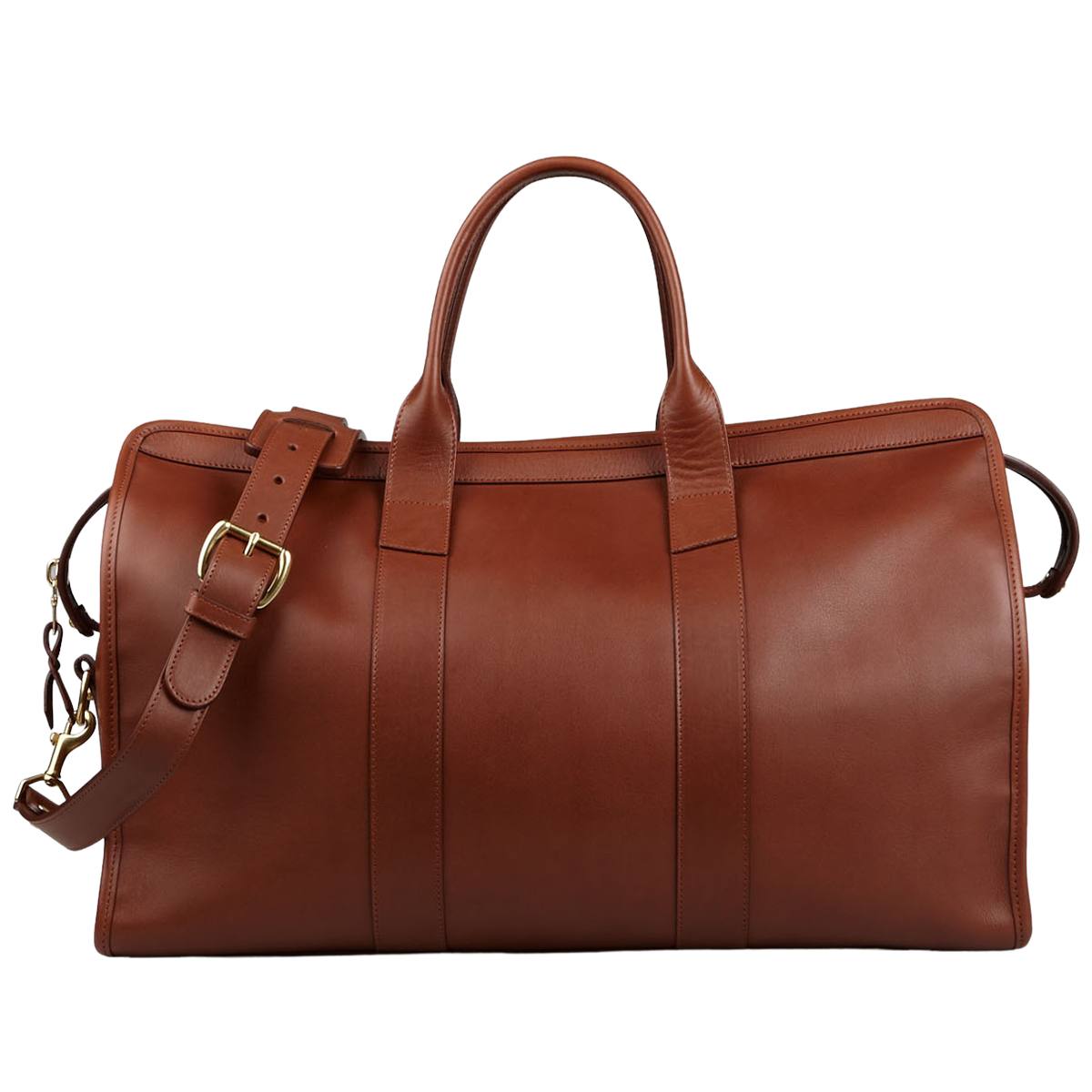 Frank Clegg Chestnut Tumbled Leather Signature Travel Duffle Feature