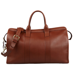 Frank Clegg Chestnut Tumbled Leather Signature Travel Duffle Feature