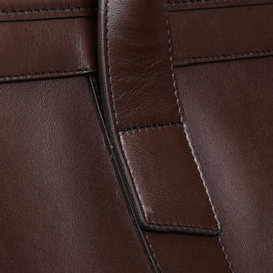 Frank Clegg Chocolate Belting Leather Small Travel Duffle Detail