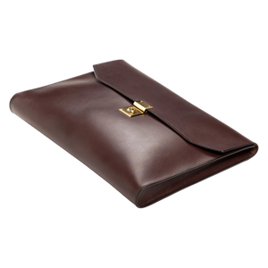 Frank Clegg Chocolate Belting Leather Wrap Portfolio Flat