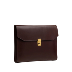 Frank Clegg Chocolate Belting Leather Wrap Portfolio Side