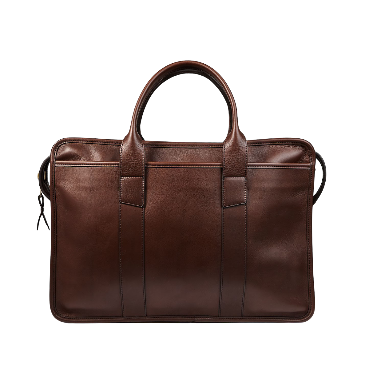 The Frank Clegg Chocolate Tumbled Bound Edge Leather Zip-Top Briefcase.