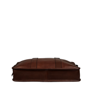 Frank Clegg Chocolate Tumbled Leather Zip-Top Briefcase Bottom