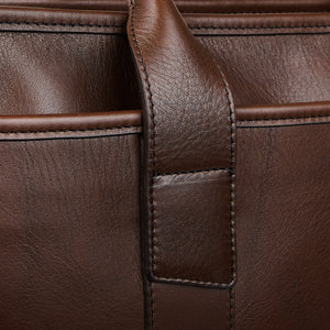 Frank Clegg Chocolate Tumbled Leather Zip-Top Briefcase Detail