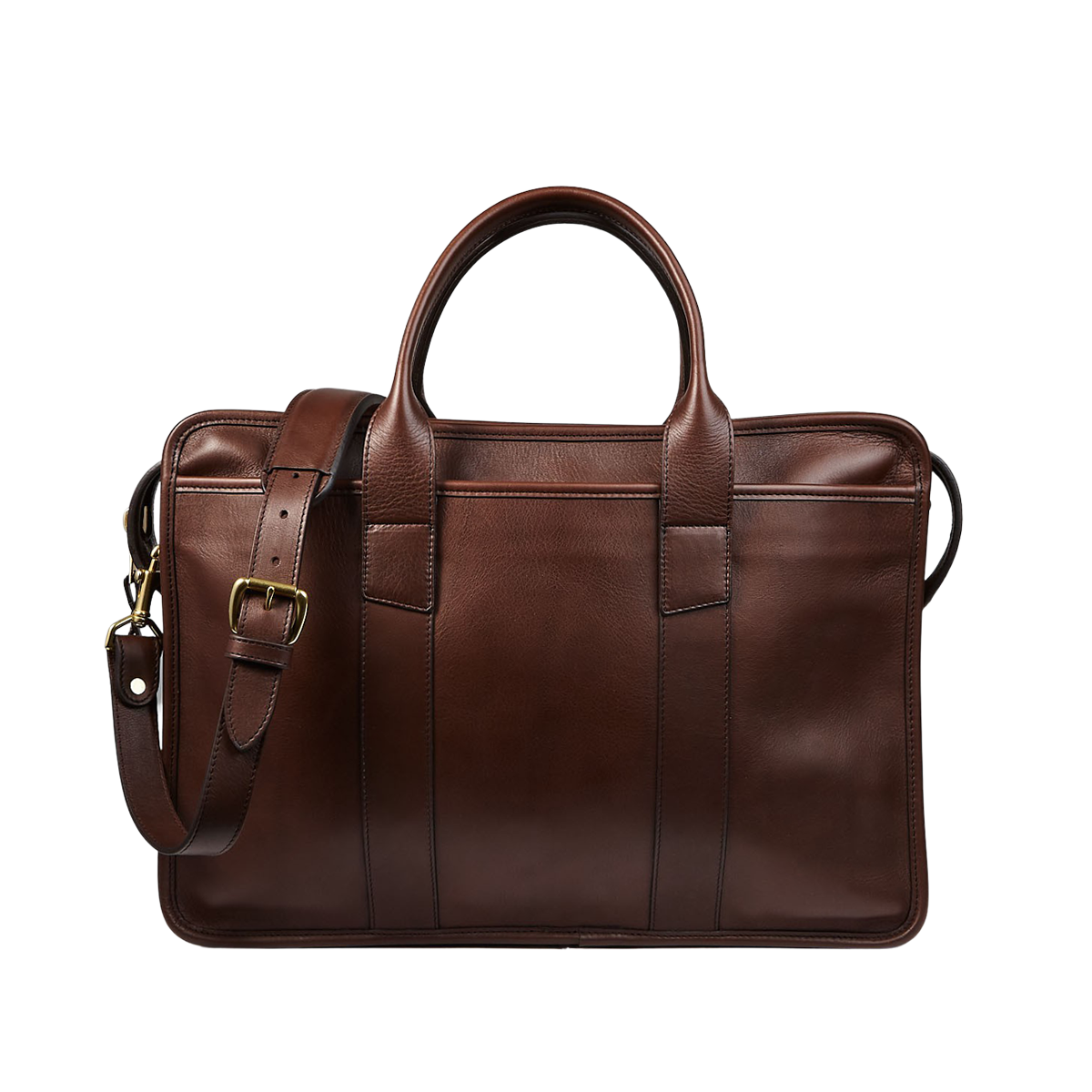 Frank Clegg Chocolate Tumbled Leather Zip-Top Briefcase Feature