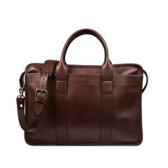 Frank Clegg Chocolate Tumbled Leather Zip-Top Briefcase Feature